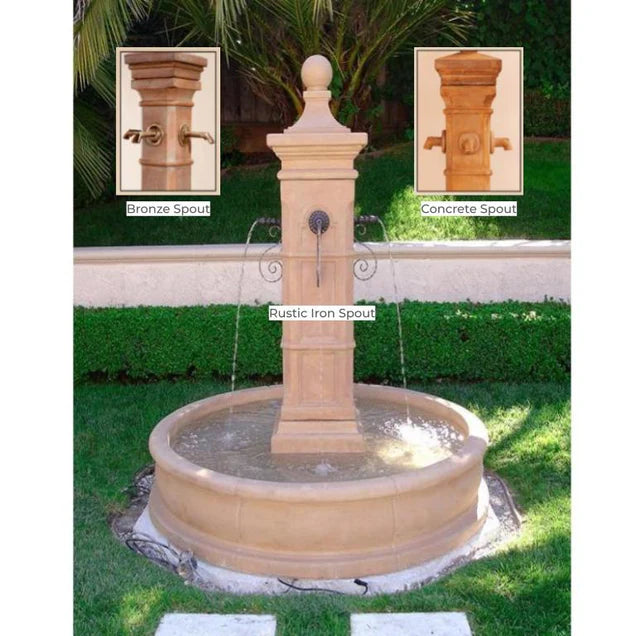 Gianni Garden Fountain Aquitaine Concrete Outdoor Courtyard Fountain with Basin