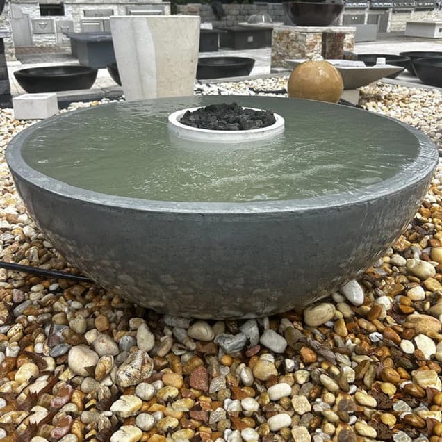 Travertine TessaRai 360 Spill Fire and Water Bowl Fountain Kit