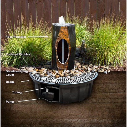 Basalt Bird Bath Fountain Kit - Complete Fountain Kit