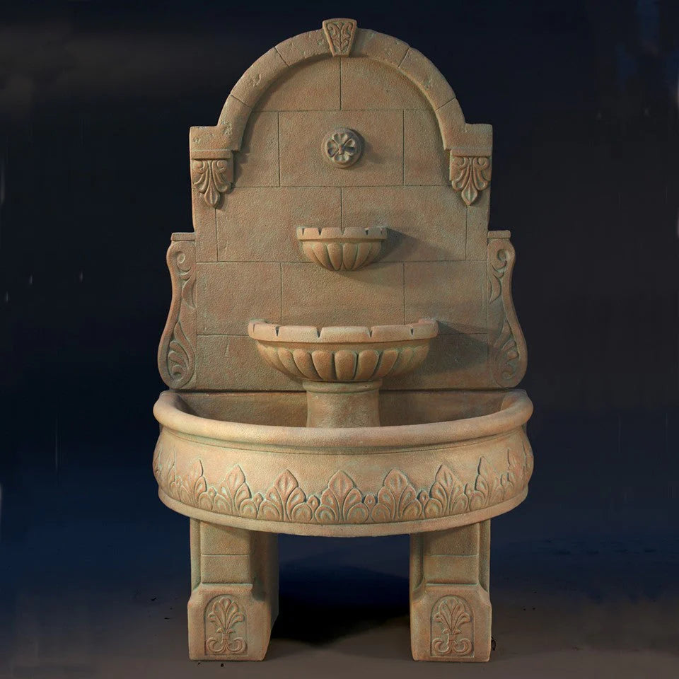 Fiore Stone Bavarian Wall Fountain Pedestal Cast Stone