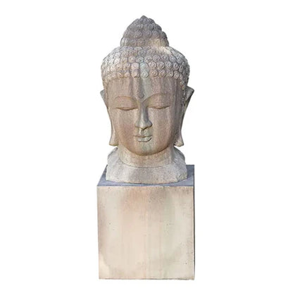 Buddha Head Statue with Pedestal