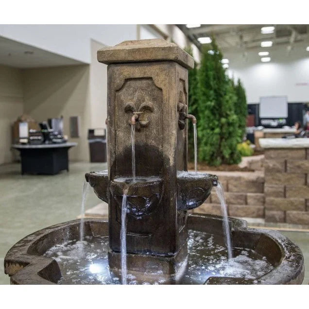 Fiore Stone Fleur De Lis Fountain in Cast Stone