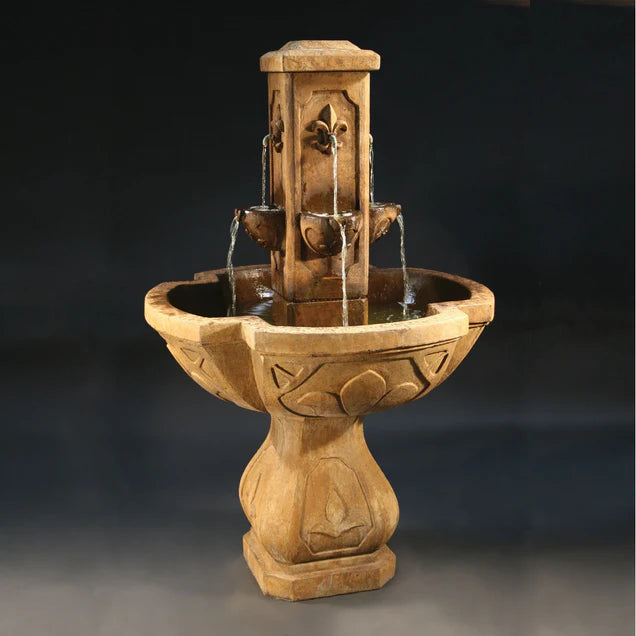 Fiore Stone Fleur De Lis Fountain in Cast Stone