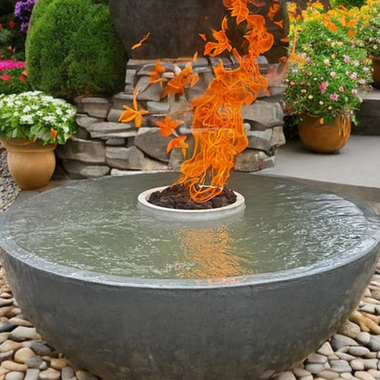 Travertine TessaRai 360 Spill Fire and Water Bowl Fountain Kit